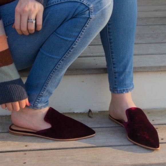 Madewell Gemma Pointed Toe Velvet Flat / Mule - Picture 10 of 10